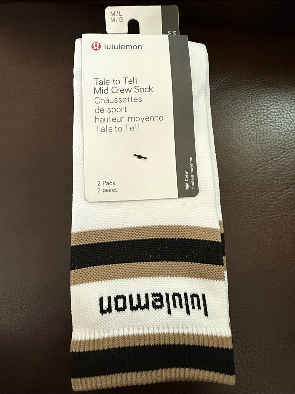 lululemon NWT Mid-Crew Socks M/L 2 pairs